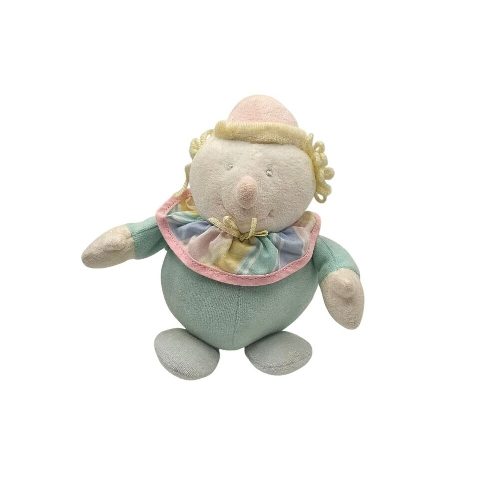 Vintage Eden Pastel Plush Clown Doll With Ruffled Collar Soft Toy For Kids Or Co